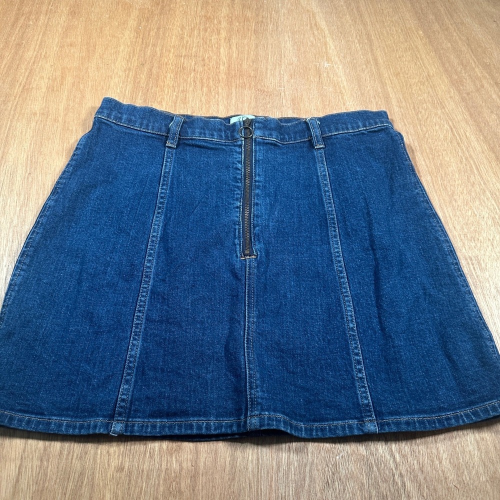 J.Crew Denim Mini Skirt Womens 31 Blue O-Ring Zipper A-Line Casual Stretch